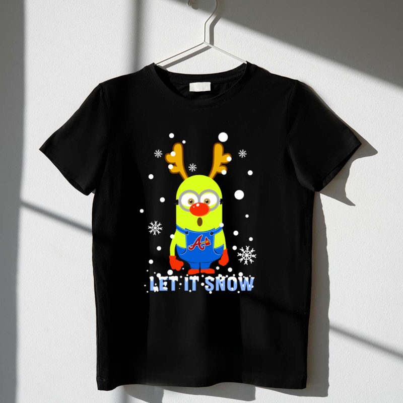 Atlanta Braves Minion Let It Snow Reindeer Antlers T-Shirt For Xmas