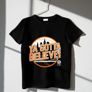 New York Mets Skyline Baseball T-Shirt - Ya Gotta Believe Design