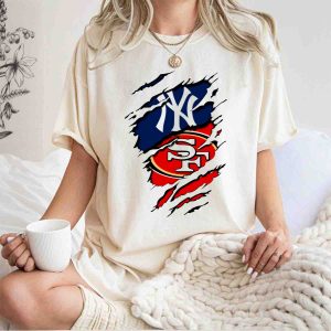Yankees 49Ers Sports Logo Mashup T-Shirt - Unique Fan Apparel