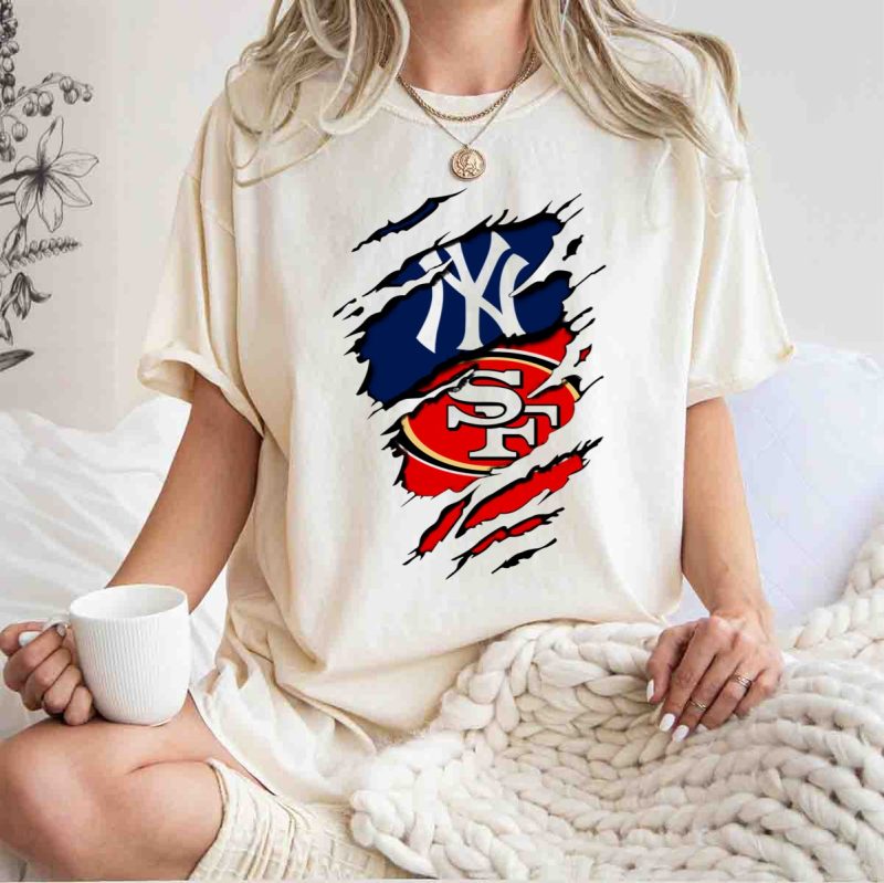 Yankees 49Ers NY SF Sports Logo Mashup T Shirt t shirt 1 1