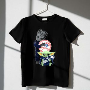 Yankees Baby Groot & Seahawks Baby Yoda T-Shirt For Kids