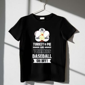 New York Yankees Thanksgiving T-Shirt: Baseball, Turkey & Pie Design