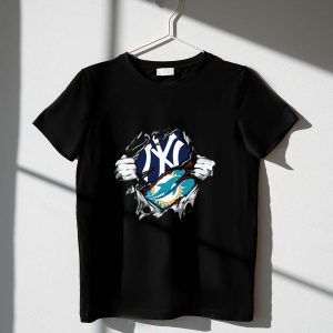 Yankees Dolphins Torn Fabric T-Shirt For Sports Fans