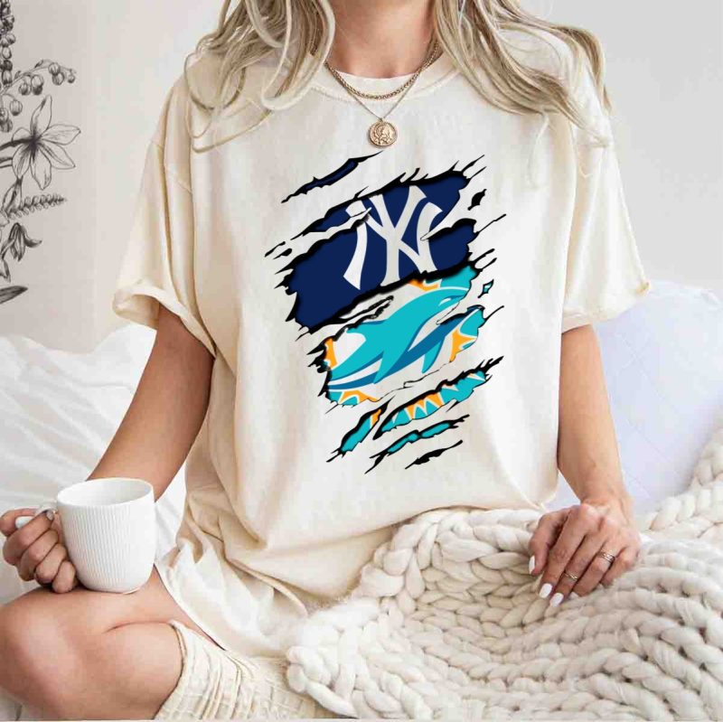 Yankees Dolphins Logo Fusion Sports Fans T Shirt t shirt 1 1