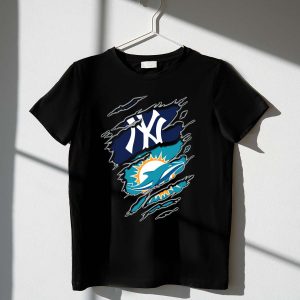 Yankees Dolphins Logo Fusion T-Shirt - Unique Sports Fan Apparel
