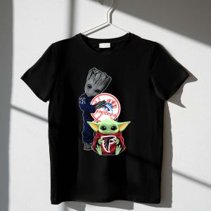 Baby Groot & Mandalorian Yankees Falcons T-Shirt For Kids