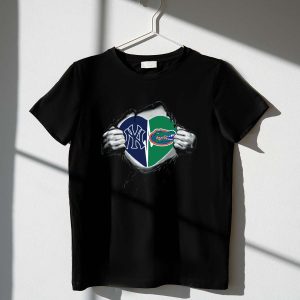 Yankees Gators Torn Fabric Heart Logo T-Shirt For Fans