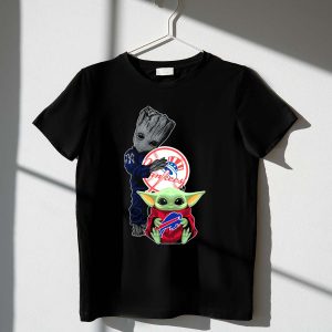 Yankees Groot & Baby Yoda T-Shirt - Fun Graphic Tee For Fans