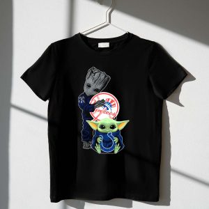 Yankees Groot & Baby Yoda Baseball T-Shirt For Fans And Collectors