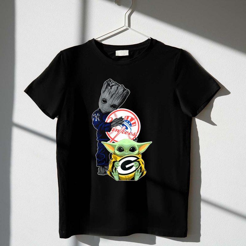 Yankees Groot Packers Baby Yoda T Shirt t shirt 1 1