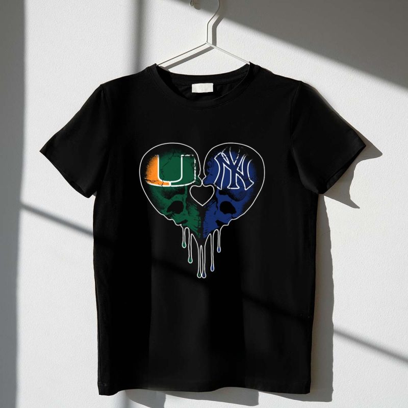 Yankees Hurricanes Love Skull Heart T Shirt t shirt 1 1