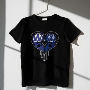 Yankees Huskies Skull Heart Graphic T-Shirt For Fans