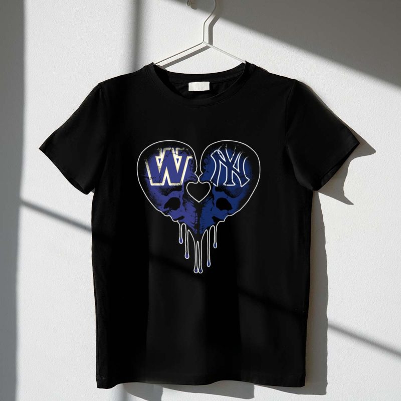 Yankees Huskies Skull Heart W NY T Shirt t shirt 1 1