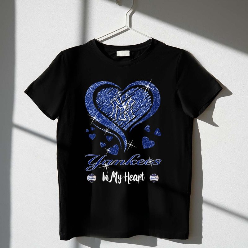 Yankees In My Heart Sparkling Glitter Logo Hearts T Shirt t shirt 1 1