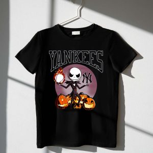 Yankees Jack Skellington Halloween T-Shirt With Pumpkins Design