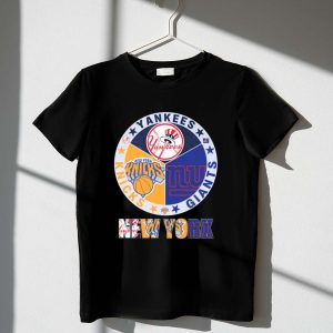 New York Sports Logos T-Shirt - Yankees, Knicks, Giants Basketball & Football