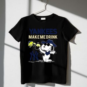 Yankees Snoopy Drink T-Shirt With Mug & Fish Design For New York Fans
