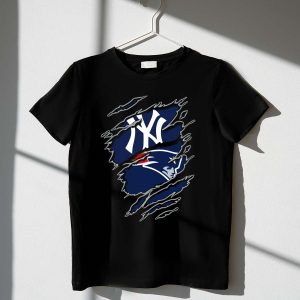 Yankees Vs Patriots Logo Mashup T-Shirt - Unique Sports Fan Tee