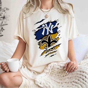 Yankees Saints Fleur De Lis Ripped T-Shirt For Stylish Fans