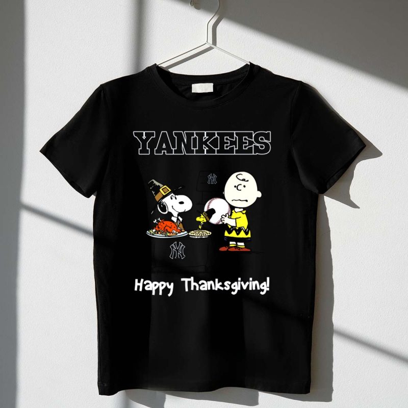 Yankees Snoopy Charlie Brown Happy Thanksgiving T Shirt t shirt 1 1