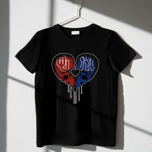 Yankees Sooners Skull Heart T-Shirt | Ou Ny Fan Apparel