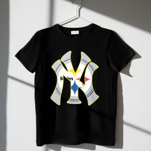 New York Yankees & Pittsburgh Steelers Logo Fusion T-Shirt