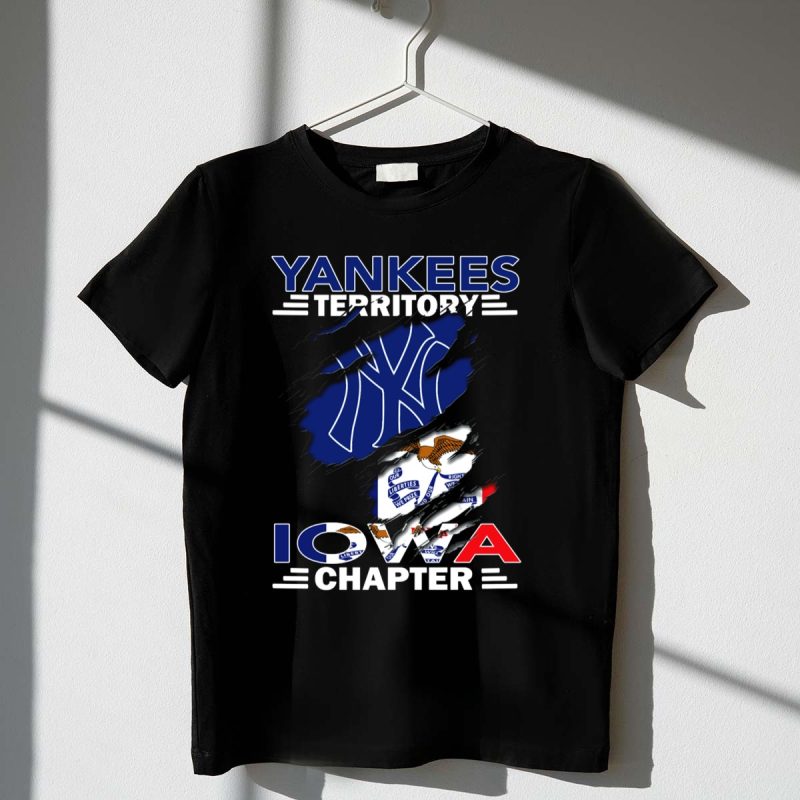 Yankees Territory Iowa Chapter New York Yankees Logo and Iowa Flag Elements T Shirt t shirt 1 1