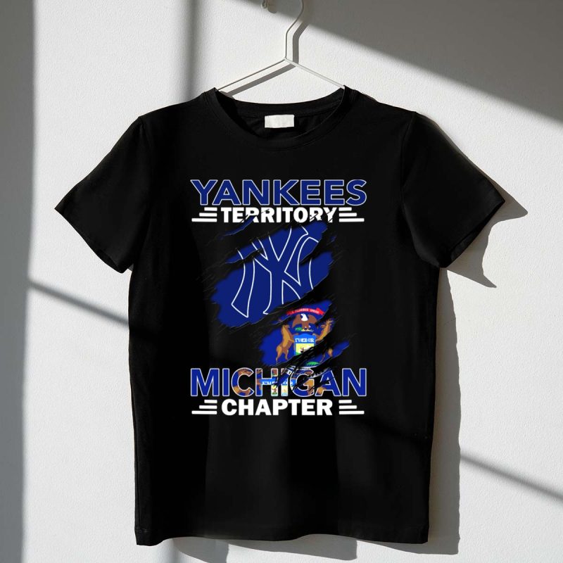 Yankees Territory Michigan Chapter NY Logo with Michigan State Flag T Shirt t shirt 1 1