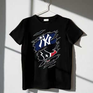 Yankees Vs Texans Logo Fusion T-Shirt – Unique Sports Apparel