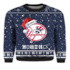 Yankees Logo Christmas Ugly Sweater - Festive Ho Ho Ho Design
