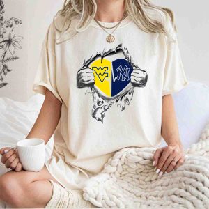 West Virginia Mountaineers Heart Logo Fusion T-Shirt For Yankees Fans