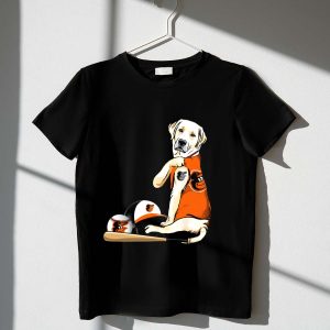 Baltimore Orioles Baseball T-Shirt Featuring Yellow Labrador Retriever