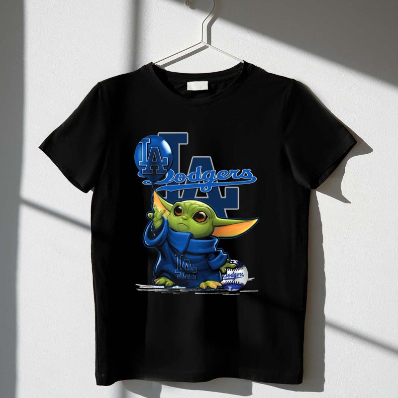 Yoda Dodgers LA Baseball Jedi Team Spirit T Shirt.jpeg t shirt 1 1