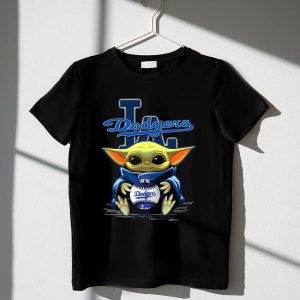 Yoda Dodgers Baseball T-Shirt With Los Angeles Logo Design