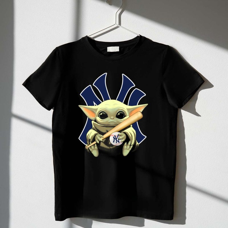 Yoda Star Wars with Yankees Baseball and Bat T Shirt t shirt 1 1