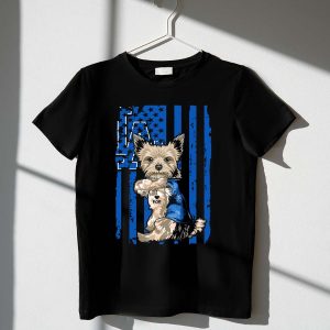 Yorkshire Terrier I Love Mom Los Angeles Dodgers Blue Stars T-Shirt