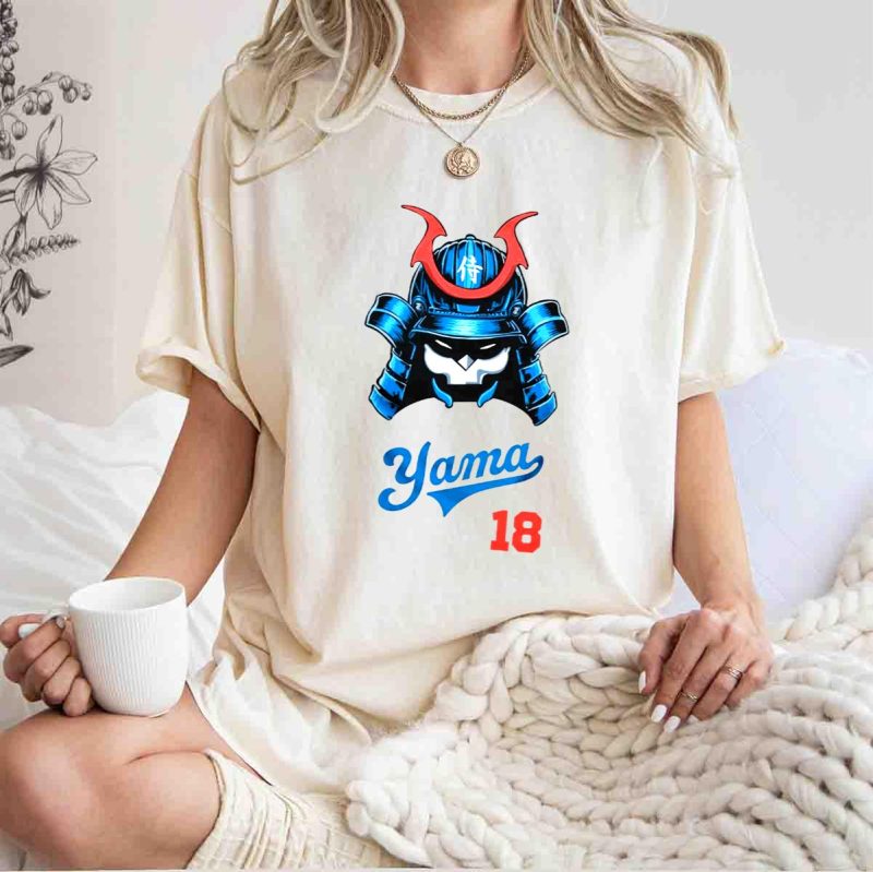 Yoshi Yamamoto Samurai LA Dodgers Pitcher T-Shirt - Yama 18 Design