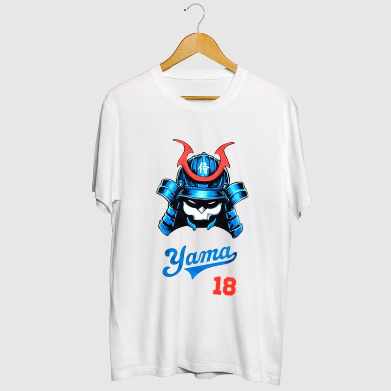 Yoshi Yamamoto Samurai LA Dodgers Pitcher T-Shirt - Yama 18 Design - Image 2