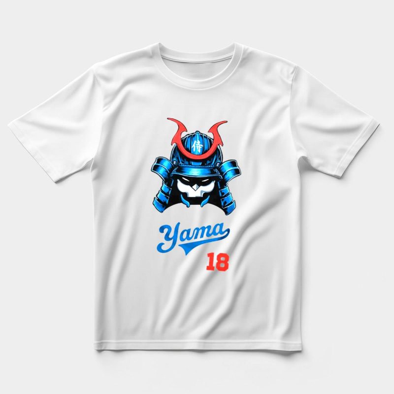 Yoshi Yamamoto Samurai LA Dodgers Pitcher T-Shirt - Yama 18 Design - Image 5