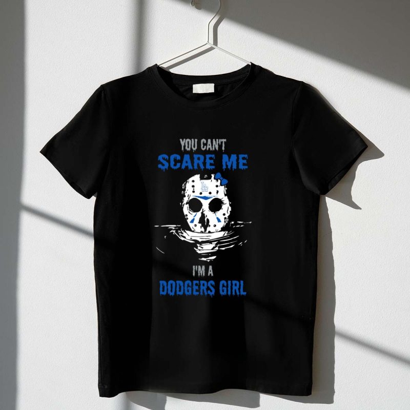 You Cant Scare Me Im a Dodgers Girl Jason Voorhees LA Helmet T Shirt.jpeg t shirt 1 1