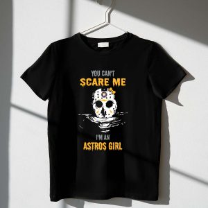 Astros Girl T-Shirt With Jason Voorhees Mask - Houston Astros Fan Gear