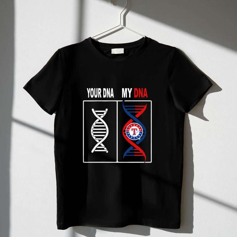 Your DNA My DNA Texas Rangers Logo in Red White and Blue Helix T Shirt t shirt 1 1