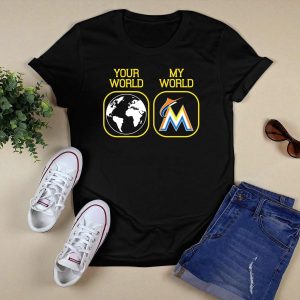 Miami Marlins M Logo Earth T-Shirt - Your World, My World Design