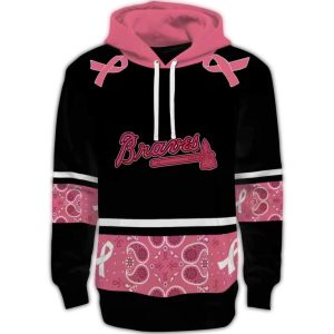 Atlanta Braves Awareness Ribbon All-Over Print Hoodie For Fans