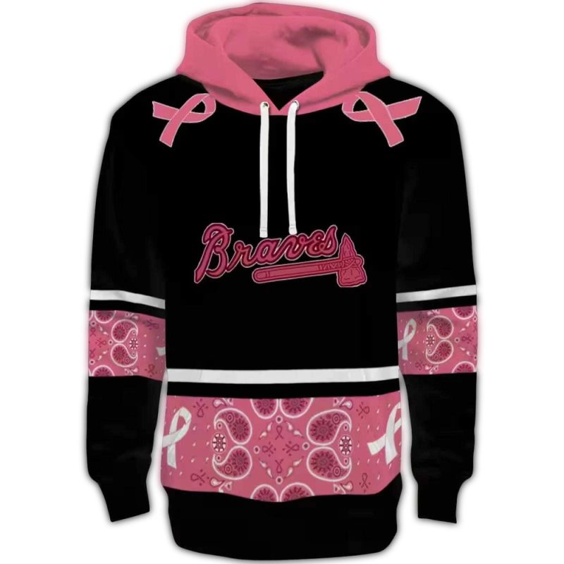 atlanta braves awareness ribbon black pink hoodie best selling