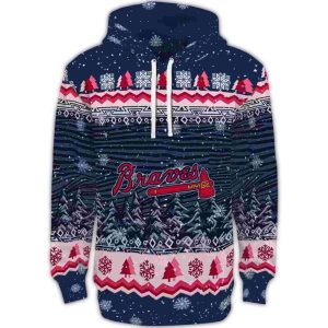 Atlanta Braves All-Over Print Christmas Trees Hoodie For Fans