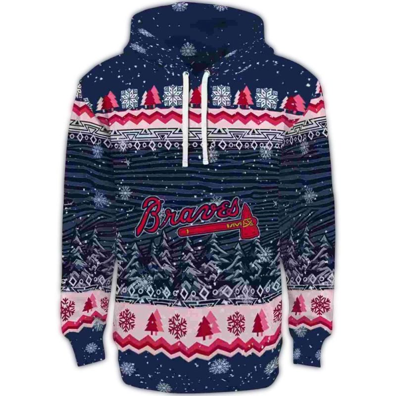 atlanta braves christmas trees navy hoodie best selling