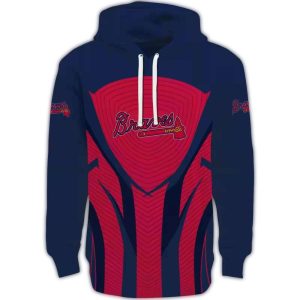 Atlanta Braves Concentric Lines All-Over Print Hoodie For Fans