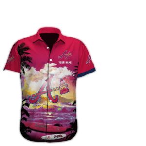 Personalized Atlanta Braves Sunset Beach Hawaiian Shirt For Fans