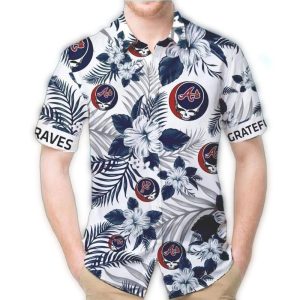 Atlanta Braves Grateful Dead Floral Print Hawaiian Shirt For Fans